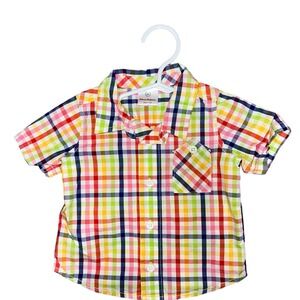Hanna Andersson Colorful Plaid Short Sleeve Button-up